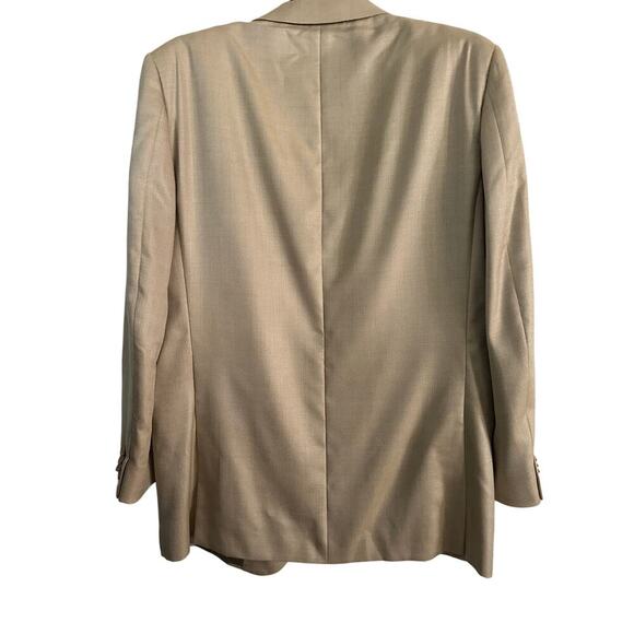 Ermenegildo Zegna Men's Beige Wool and silk Double Breasted Blazer Coat Size 54 - Picture 5 of 11